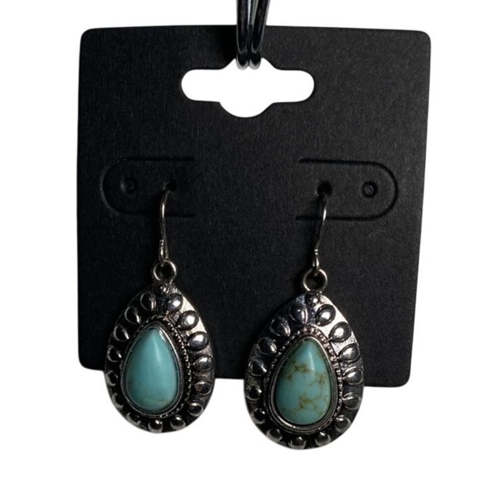 Real Turquoise Dangle Earrings - Montana Craft